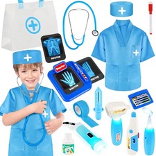 IVENRXIU Doctor Kit for Kids, 17 Pcs Medical Play Set with Child-Size, Blue