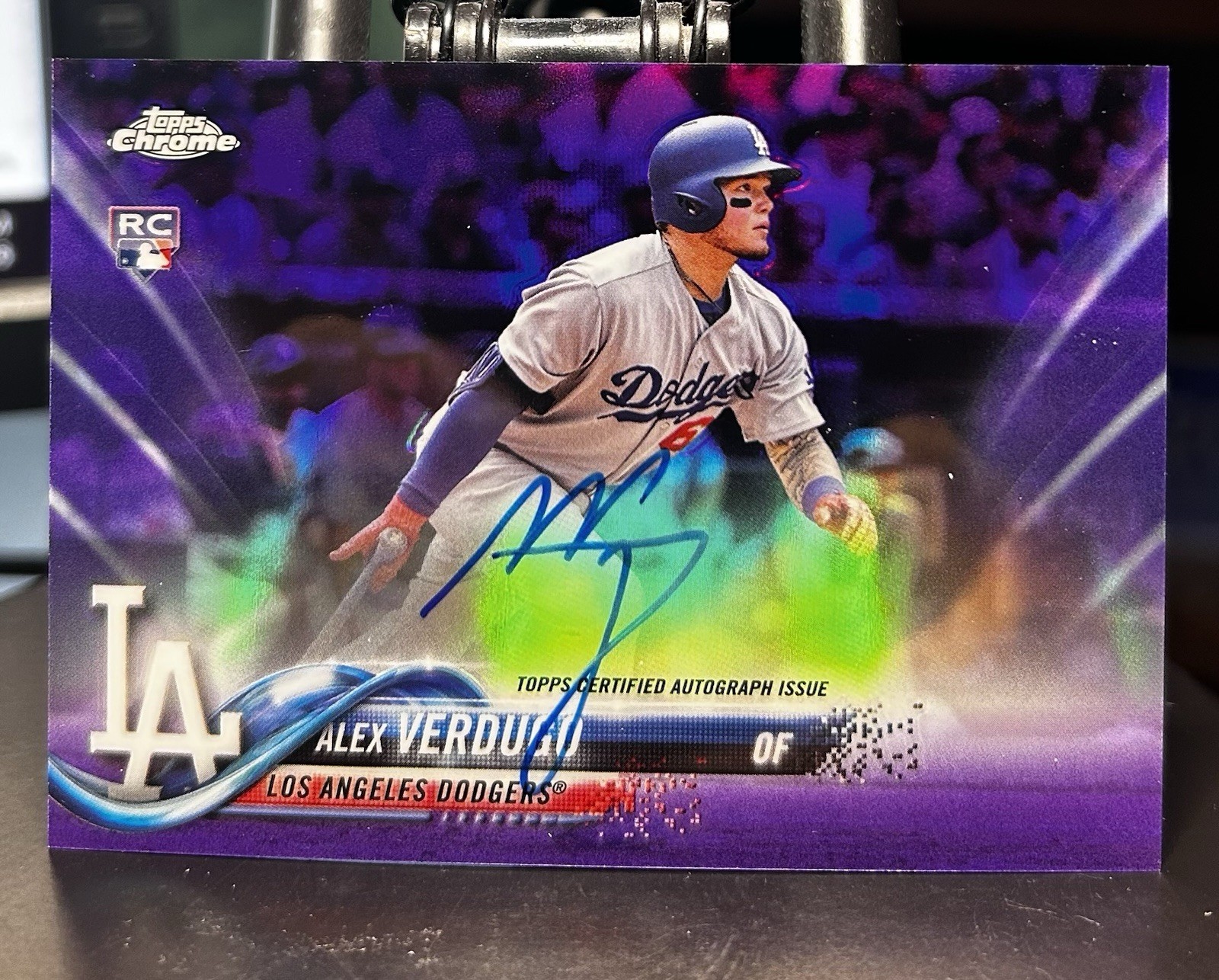 2018 Topps Chrome Rookie Purple Refractor Alex Verdugo #RA-AV Auto 196/250