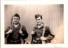 Vtg WWII Era Photo Two US Soldiers Rifles Uniforms US Army Hawaii 1940s