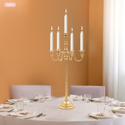 2PCS 28In Floor Candelabra for Candle and Floral Metal Candlestick