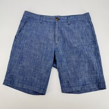 Bonobos Mens Blue Chambray Cotton Blend Flat Front Shorts Size 33 9" Inseam