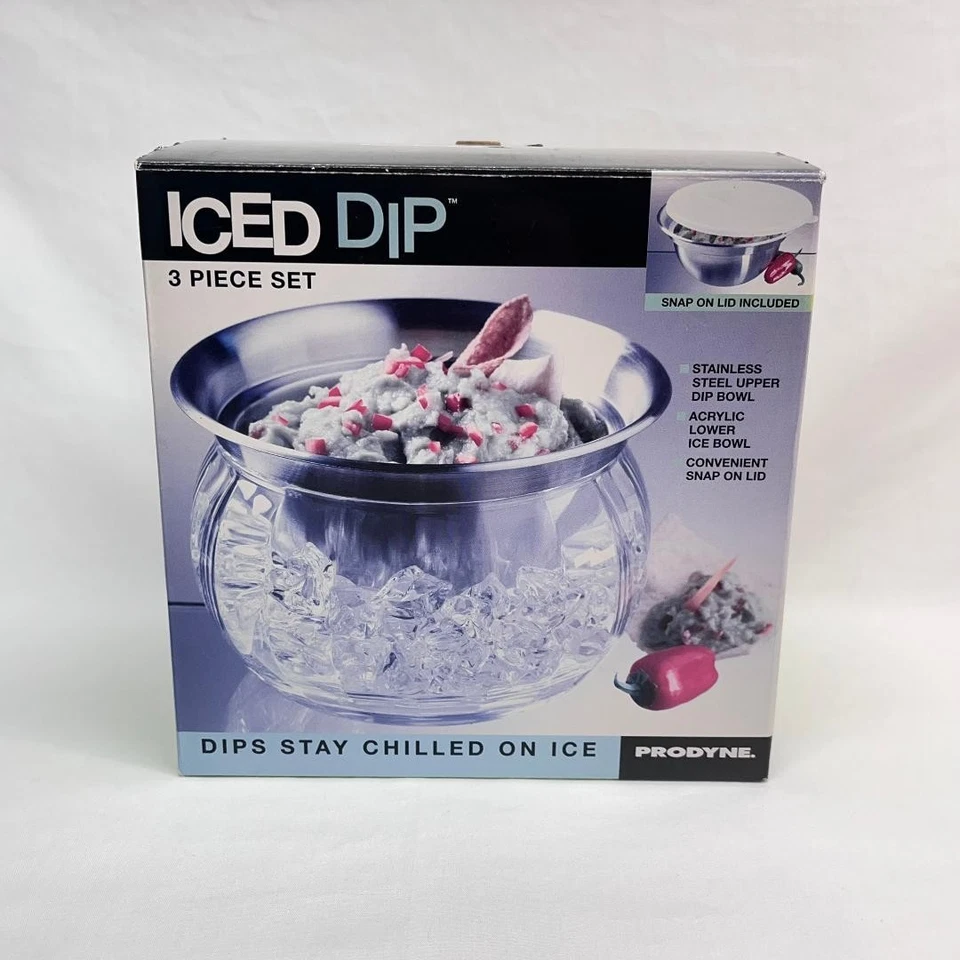 Новый в коробке три (3) изделия льда погружения сервировочный набор Snap On крышка Prodyne Тайвань 4 «Wx7» Lx6,5» H - Изображение 2 из 4