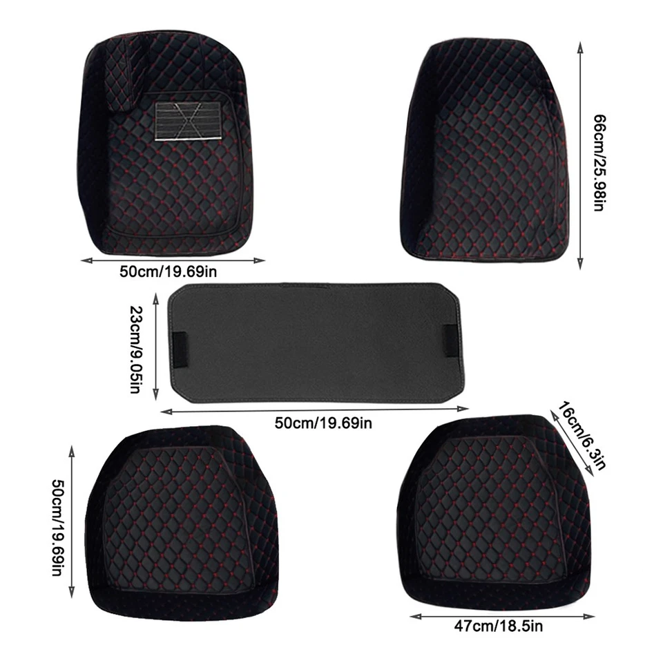 for Mazda Suspended pedal 5pc Car Floor Mats Liner Carpet Red Black Foto 4 de 4