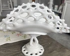 Westmoreland Milk Glass Doric Open Lace Fruit/Banana Bowl - Vintage 11” Long
