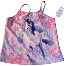 Wonder Nation Girls XL 14-16 Tankini TOP ONLY Unicorn Print Pink UPF 50 