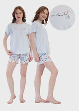 Damen-Baumwollpyjama, Kurzarm, kurze Hose, bequem, Gr&ouml;&szlig;e 3XL, Vienetta
