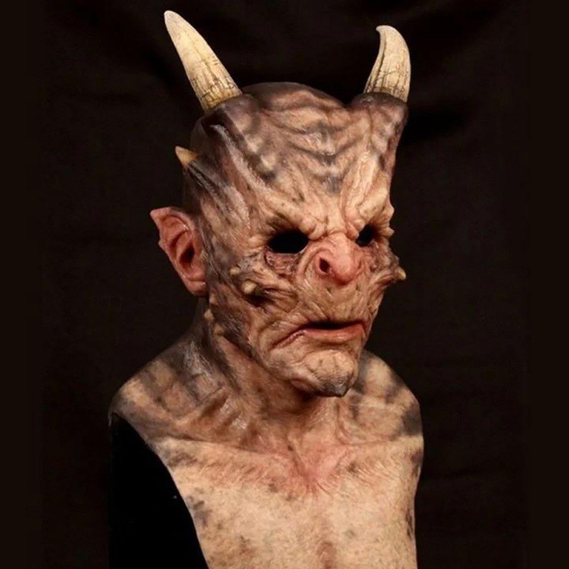 Máscara de cuerno de toro demonio de Halloween estilo Warcraft media bestia horror disfraz de disfraces