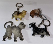 Vintage Animal Dog Keychain Lot Plastic Bulldog, Yorkie, Poodle, Husky