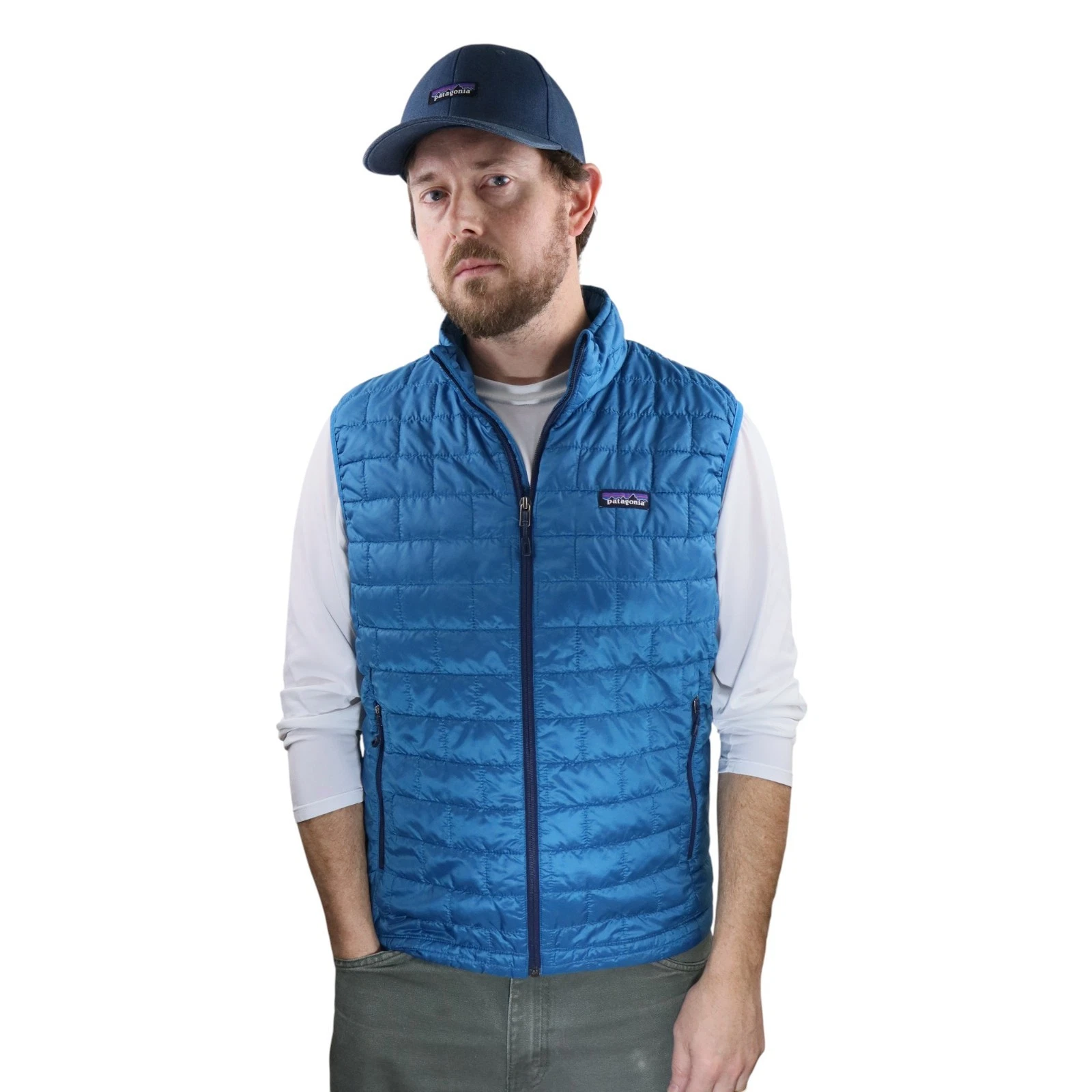 Patagonia Nano Primalolft Quilted Puff Vest Mens Medium Blue Insulated Full Zip