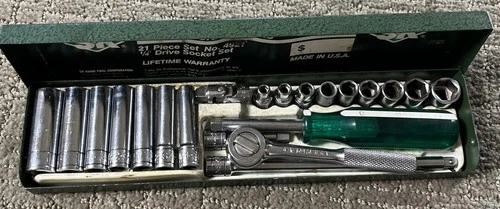 SK Tools Vtg 21 Pc Set 1/4" Drive Socket Set #4921 -USA 1 Craftsman Pc