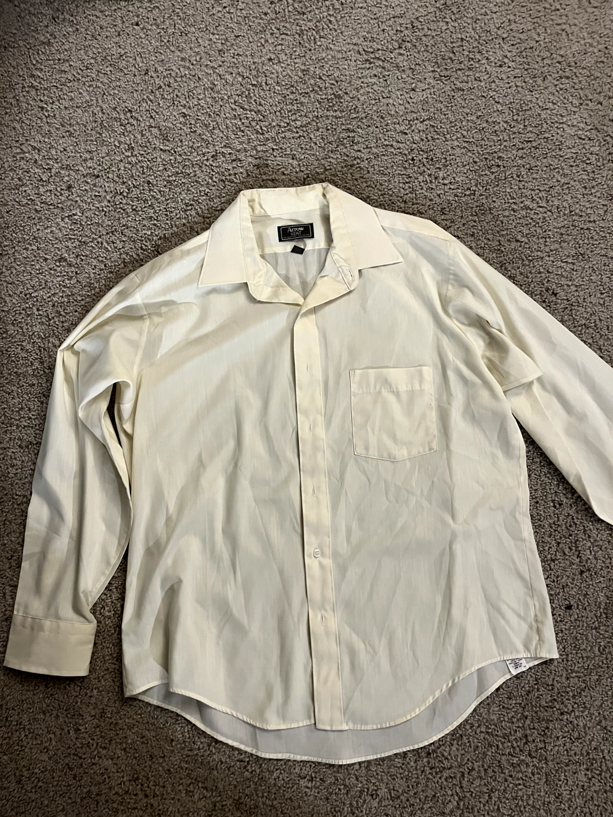Vintage 1980s Arrow Button-Up Shirt Men’s 16.5-33 Cream White Classic Fit
