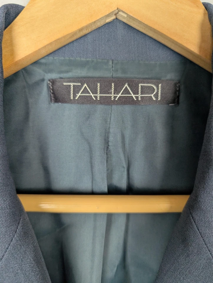 Blazer Tahari Mujer 6 Gris Mezcla Lana Hecho en EE. UU. Solapa Muesca Forrado con 3 Botones Foto 4 de 4