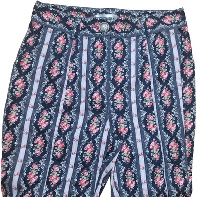 LoveShackFancy Meyerson Flare Pant Midnight Ruby Floral Stripe Size 6