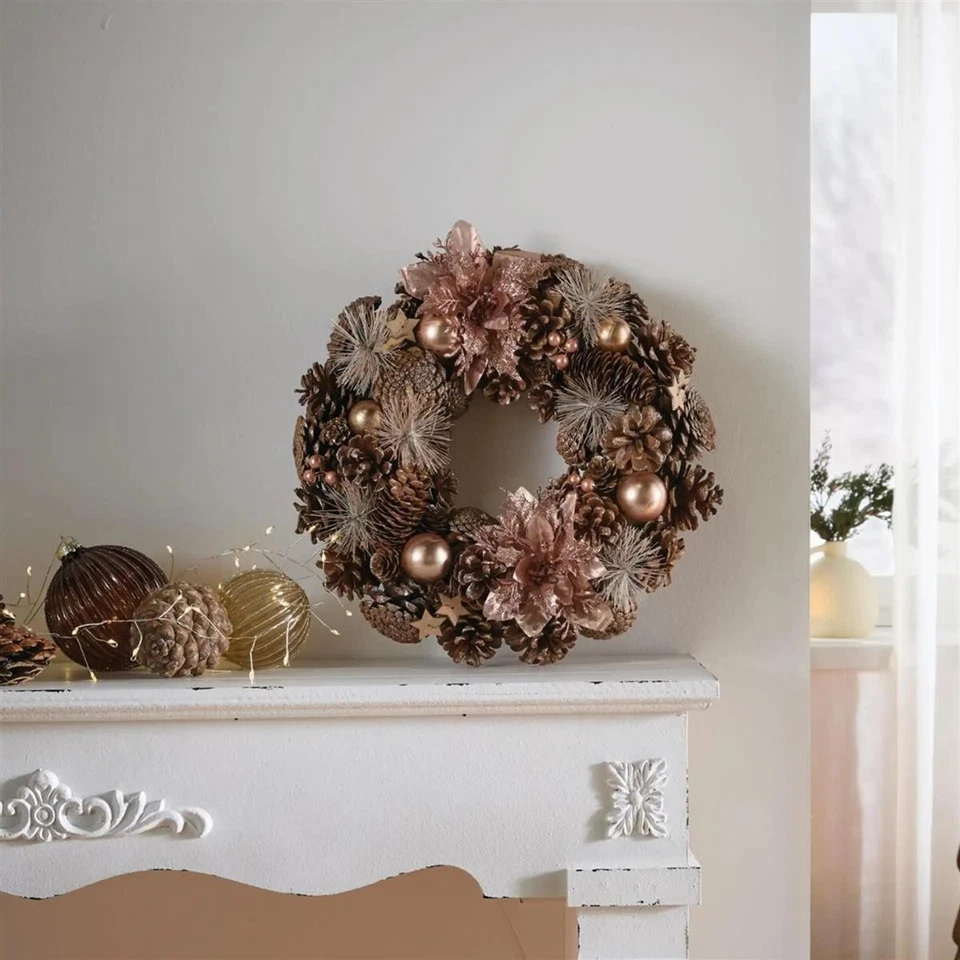 Weihnachts Deko Kranz "Rosé" Ø 33 cm Weihnachtsdeko, Weihnachten Tür Tisch - Bild 2 von 4