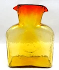 VINTAGE BLENKO AMBERINA TANGERINE DOUBLE SPOUT ART GLASS WATER BOTTLE
