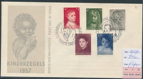 LS74591 Netherlands 1957 youth stamps cv 170 EUR FDC used