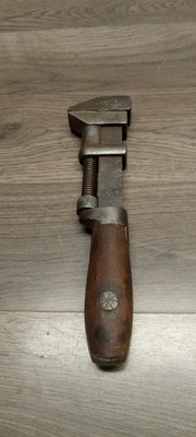 Antique L COES RAILROAD Monkey Wrench Worcester MA 8''~Wooden Handle ~