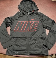 Nike Hoodie Youth Size X Large Girls Zip Jacket Sweatshirt Dri Fit Black Pink XL