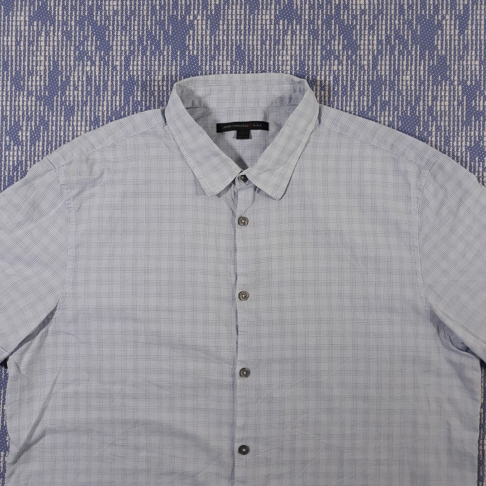 John Varvatos USA Shirt Mens L Short Sleeve Cotton Lightweight Blue ...