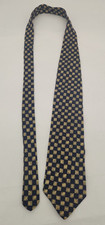 structure tie collection blue checker pattern 100% Silk Made in USA
