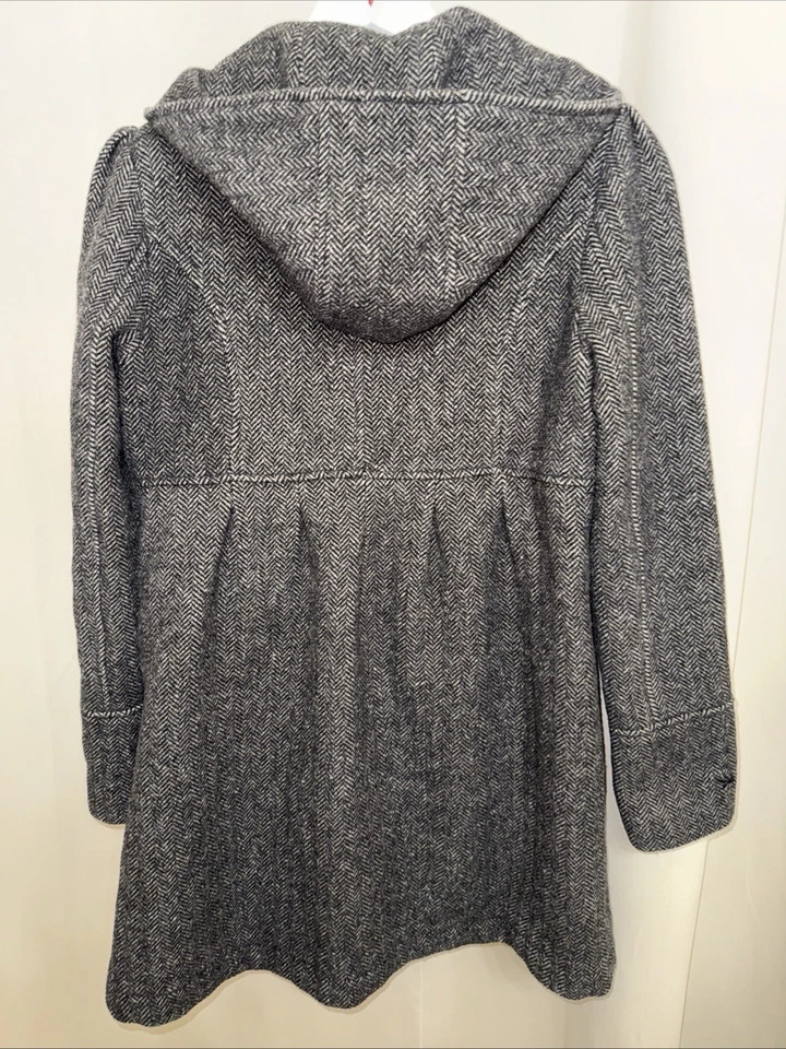 Abrigo gris con capucha I. Spiewak & Sons para mujer mezcla de lana espiga talla S Foto 3 de 4