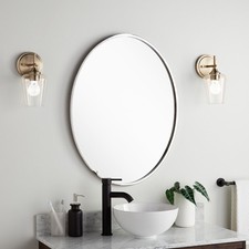 24"x31"x1" - Oval Bathroom Mirror - Stainless Steel, Mirror Acrylic Back -