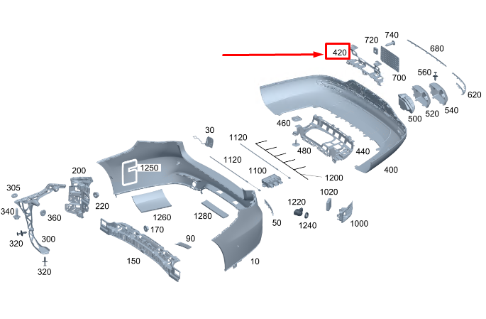 Neu MERCEDES-BENZ EQS V297 Stoßstangenhalter hinten mittig oben A2978856701