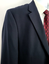 Stafford Hopsack Blazer 46R Blue Gold Button Sport Coat Classic Fit NEW 180