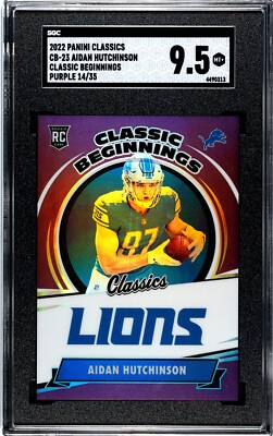 2022 Panini Classics Beginnings Purple AIDAN HUTCHINSON /35 Rookie SGC 9.5 MINT+