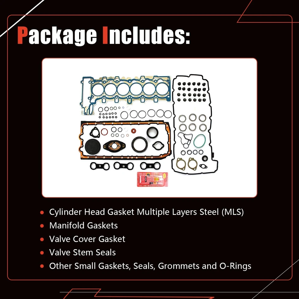 Комплект прокладок головки блока цилиндров N52B30 подходит для 07–13 BMW 128i 328i 528i 528XI X3 X5 Z4 3.0 - Изображение 3 из 4