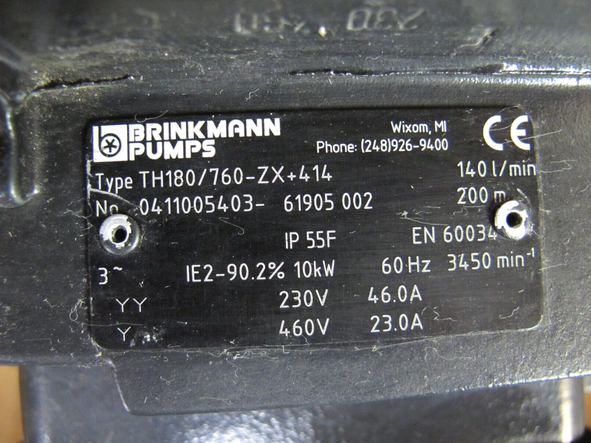 Brinkmann TH180/760-ZX+414 Coolant Pump Centrifugal Pumps