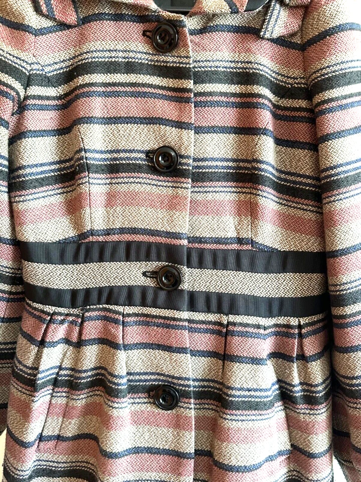 Пальто Elevenses Pattern Maker размер 2 нейтральная полоса твид антропология - Изображение 3 из 4