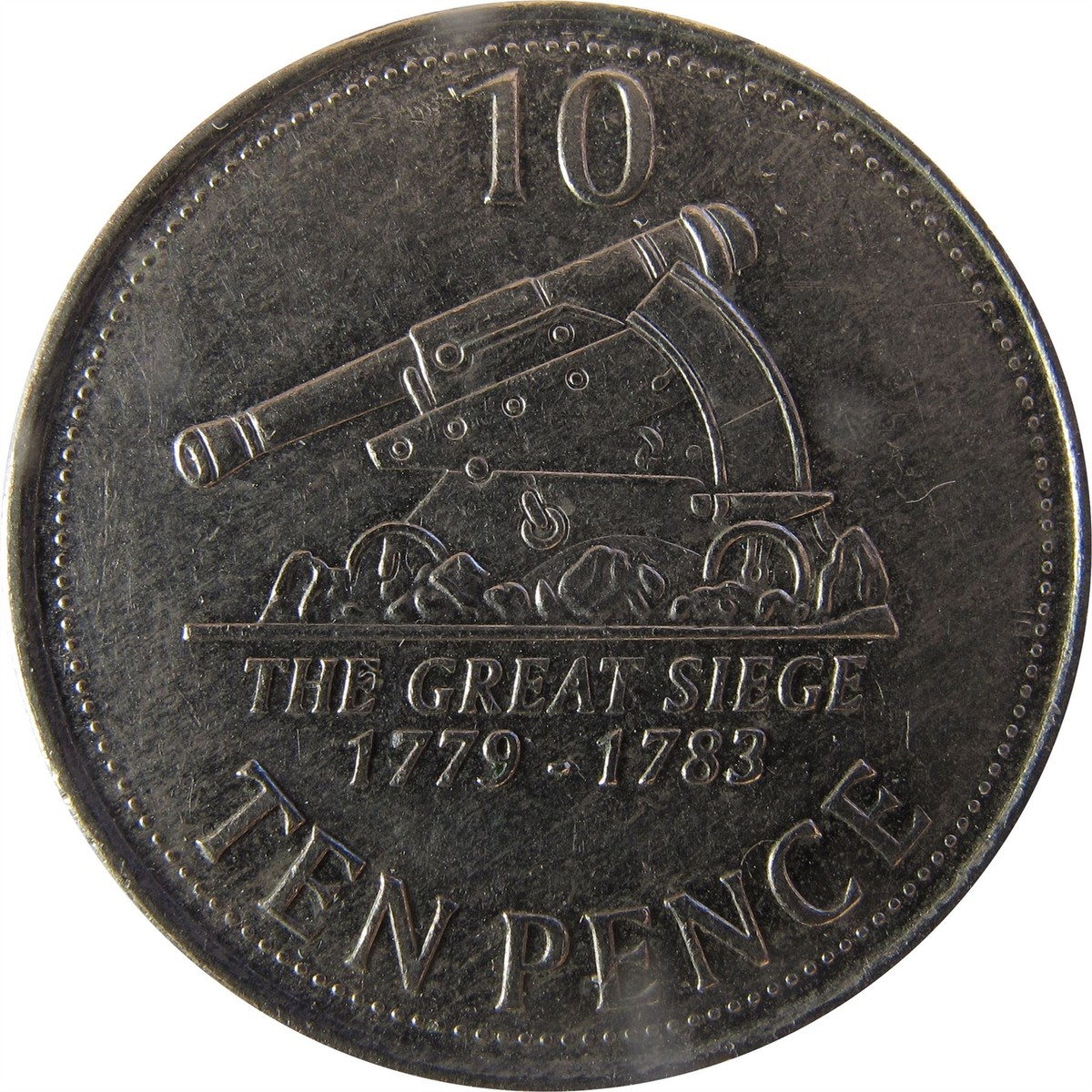 Gibraltar 10 Pence Coin | Queen Elizabeth II | Cannon | Gibraltar