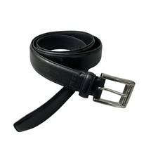 Polo Ralph Lauren Belt Size 38 Black Mens Silver Buckle Preppy Embossed 1"