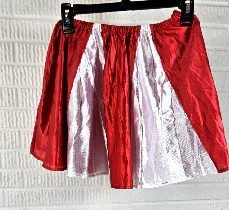 Fantasia de líder de torcida saia vermelha e branca feminina apenas tamanho médio - Imagem 2 de 4