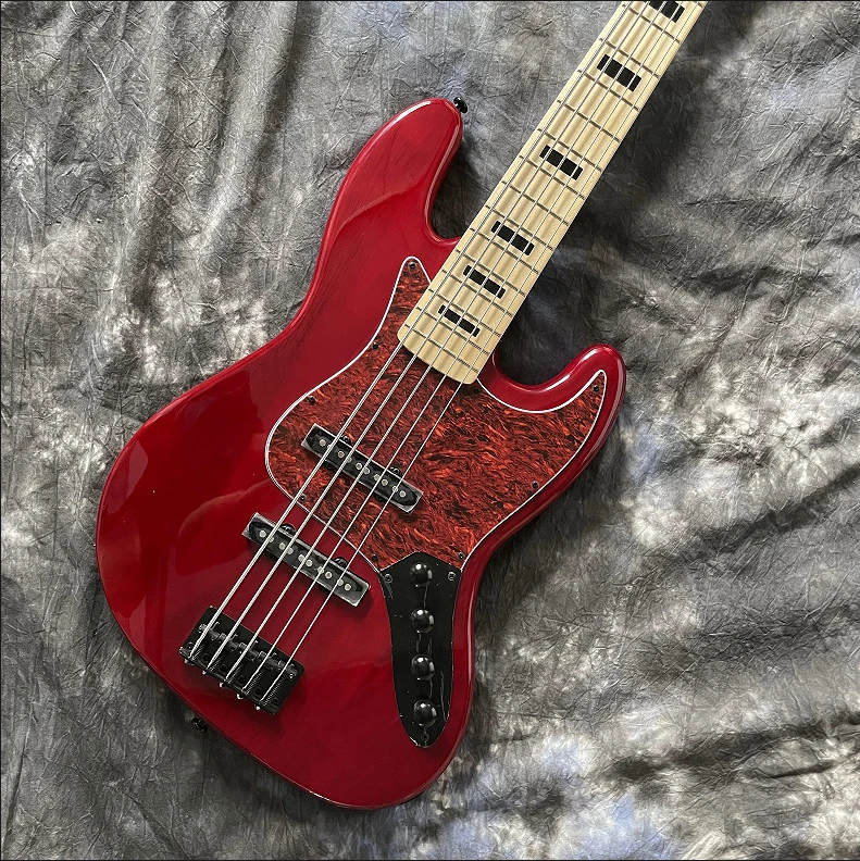5-strings Bass Guitar Jazz Bass Red S-S Pickups Maple Fretboard Black Hardware - Image 3 of 4