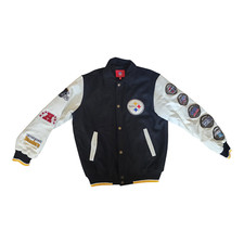 Pittsburgh Steelers 4X Super Bowl Champions Wool Leather Jacket Size Adult M