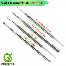 4 Podiatry Nail Cleaning Scaler Ingrown Nail Lifter File Dermal Verruca Curette