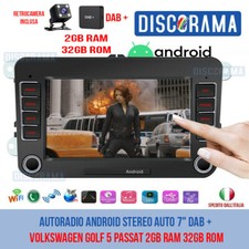 AUTORADIO ANDROID STEREO AUTO 7" DAB + VOLKSWAGEN GOLF 5 PASSAT 2GB RAM 32GB ROM