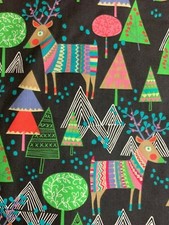 CHRISTMAS SCRUB TOP SIZES: M, L, XL, 2XL, 3XL NORDIC HOLIDAY NIGHT REINDEER NWT