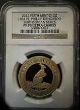 2012 Perth Mint Gold 1 oz 1853 Pt. Phillip Kangaroo Smithsonian Series NGC PR70 5129.36 per troy oz