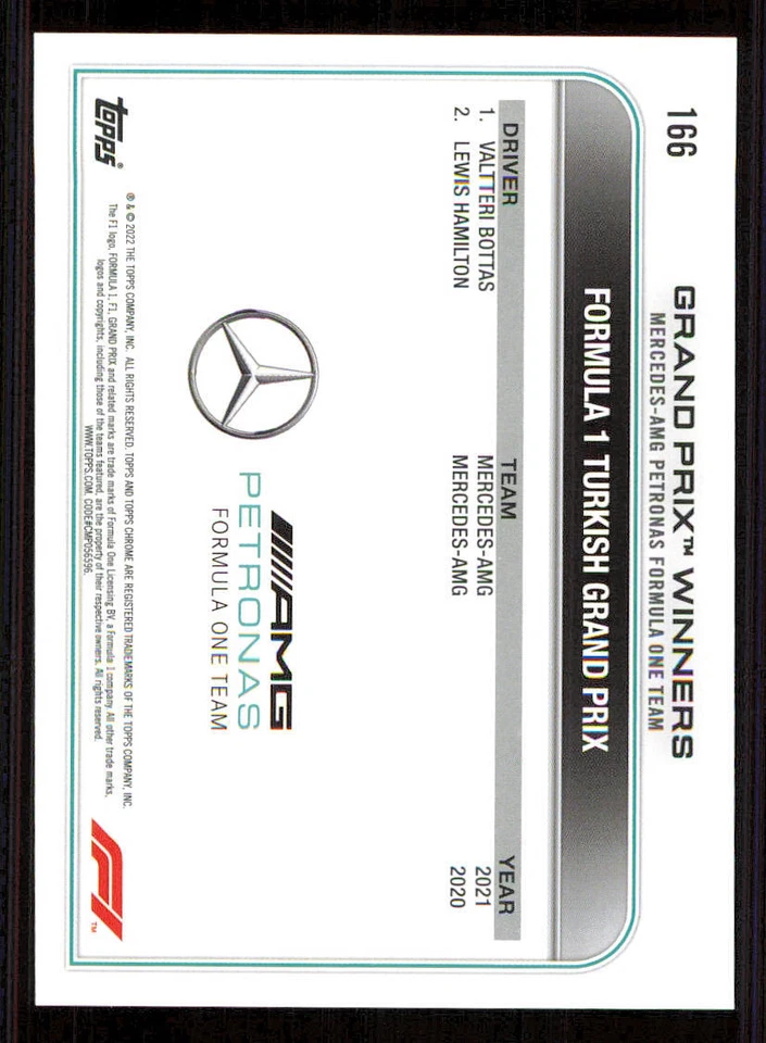 2022 Topps Chrome Formula 1 #166 Valtteri Bottas GPW - Image 2 of 2
