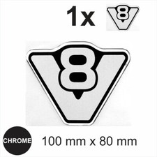 V8 3D Chrome 8V Sticker Car Domed Resin Badge Emblem Decal Self Adhesive
