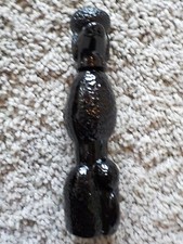 Botella de perfume de colección Avon de vidrio negro Bon Bon Poodle Roses amante de los perros 1970 ¡completa!