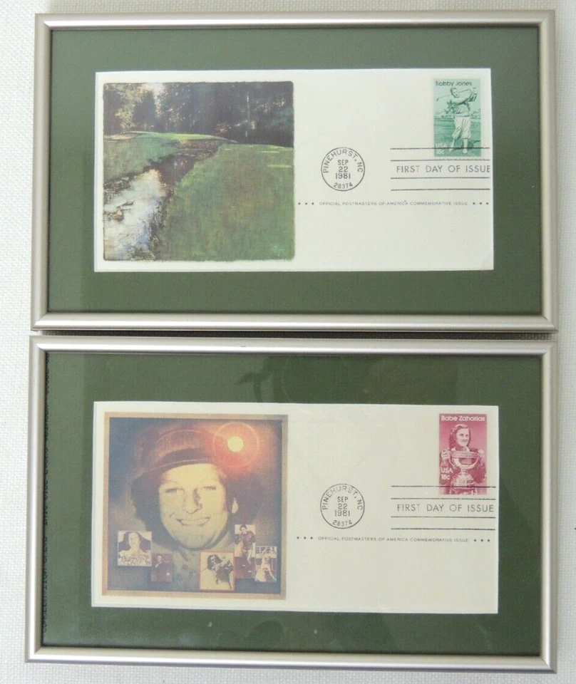 Babe Zaharias Bobby Jones Stamps First Day Cover Issue 1981 Pinehurst NC Framed - Image 2 of 4