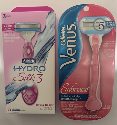 Gillette Venus Embrace 5 Blade /Schick Silk3 3 Blade Womens Razors