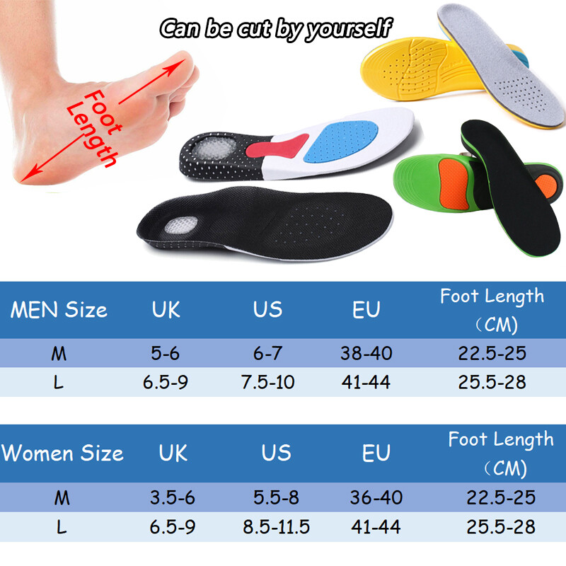 2 Pairs Gel Orthotic Sports Running Insoles Insert Shoe Pad Arch