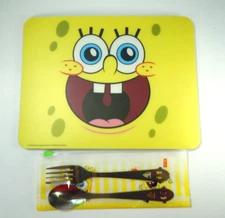 Baby Spoon Fork Sponge Bob Nickelodeon Pouch and PLACEMAT Mouse Pad Viacom 2009