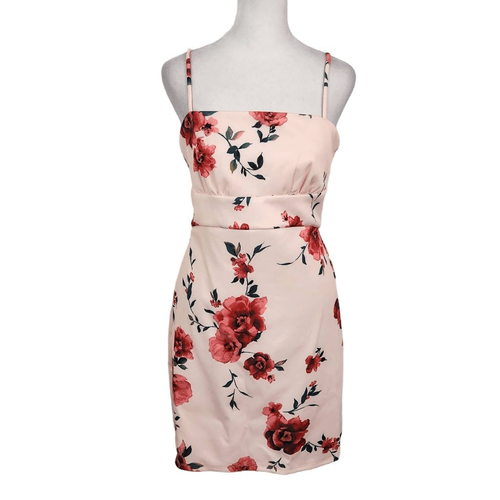 Sequin Hearts Pink Floral Dress NWT Size 11 Pink Cocktail Wedding Guest Dress
