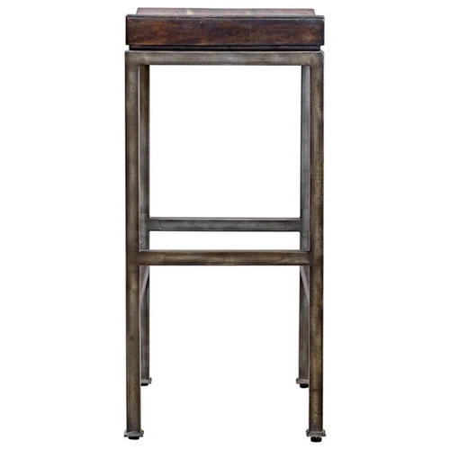 Uttermost Beck 30" Metal and Wood Bar Stool in Dark Walnut and Brushed Steel - Picture 4 of 9